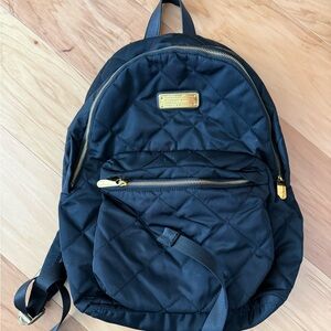 Marc by Marc Jacobs Black Quilted Nylon Backpack with Gold Hardware
